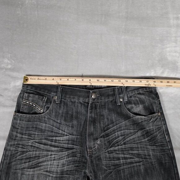 Vintage Jinzu Denim Jeans Mens 36x32 Straight Fit Flap Pocket Distress Blue Y2K - Picture 9 of 12